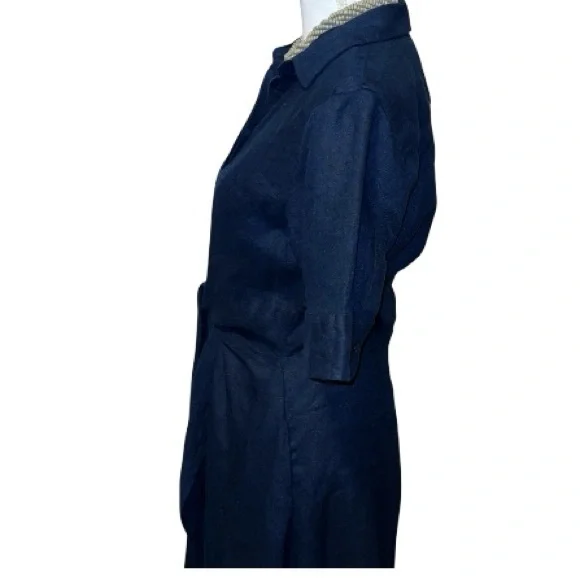 Ralph Lauren Tie-front Linen Shirtdress with pockets in navy - Picture 8 of 14